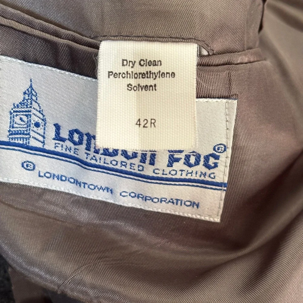 Vintage London Fog 100% Pure Wool Blazer Sz 42R Gray Sport Coat Classic Preppy